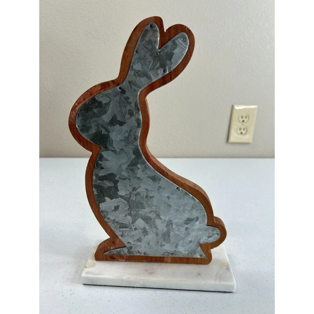 Home Decorative Blue Cut-Out Wooden Tabletop‎ Bunny Rabbit Figurine